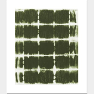 Green olive squares shibori tie dyed Posters and Art